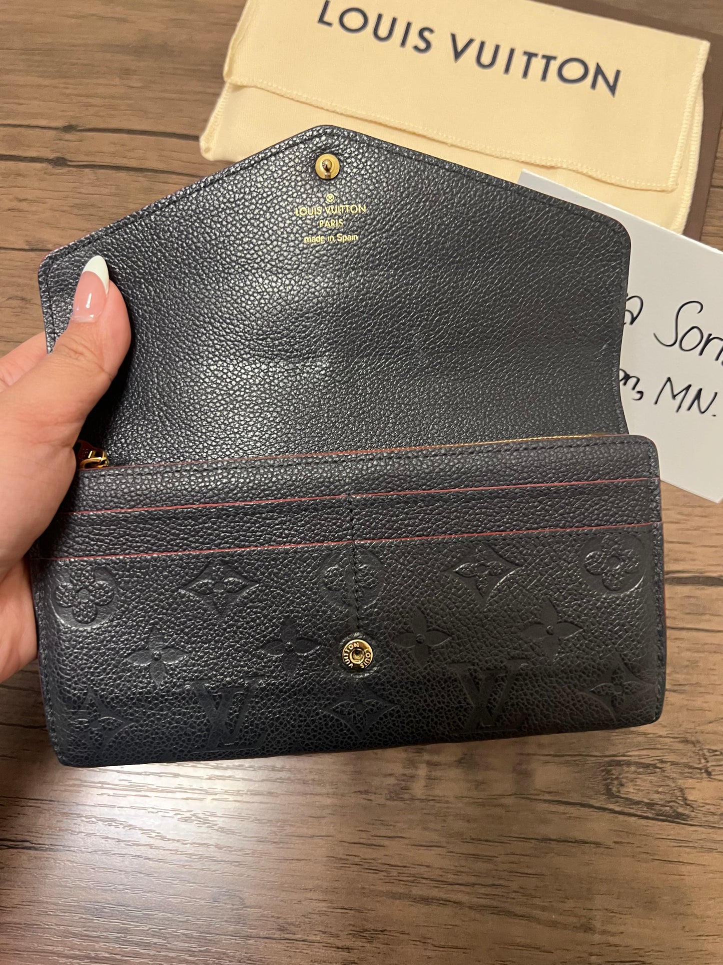 LV wallet- Sarah Empreinte Wallet in Blue